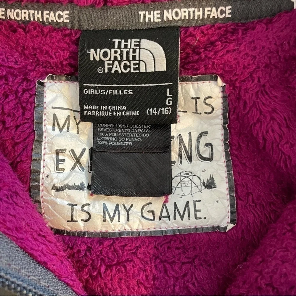 The North Face Full Zip Front Fleece Purple Hooded Jacket Youth Size Large